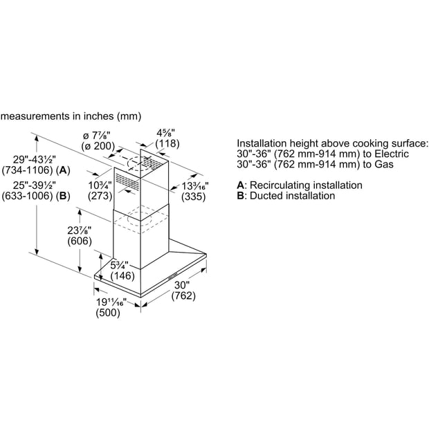 Bosch 30 inch 600 CFM Wall-Mount Chimney Hoodfan