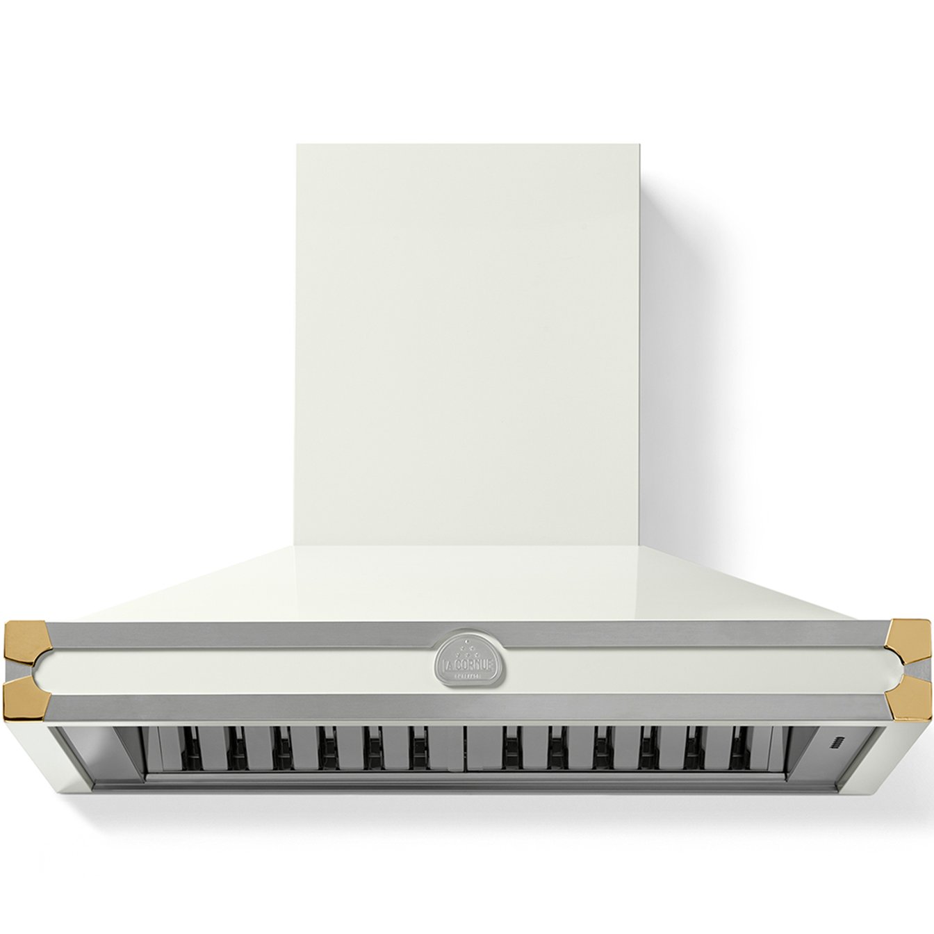 La Cornue 35 inch 600 CFM Chimney Hoodfan with Polished Brass Detail