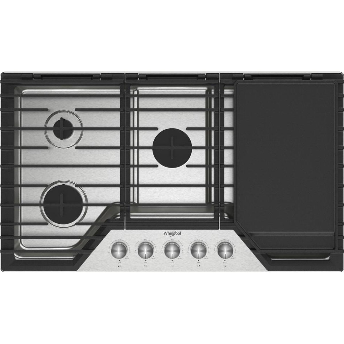 Whirlpool 36-inch Gas Cooktop with 2-in-1 Hinged Grate to Griddle