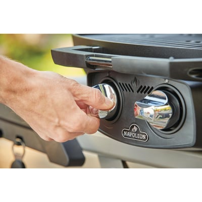 Napoleon TravelQ PRO285X Portable 2 Burner Liquid Propane BBQ Grill with Scissor Cart