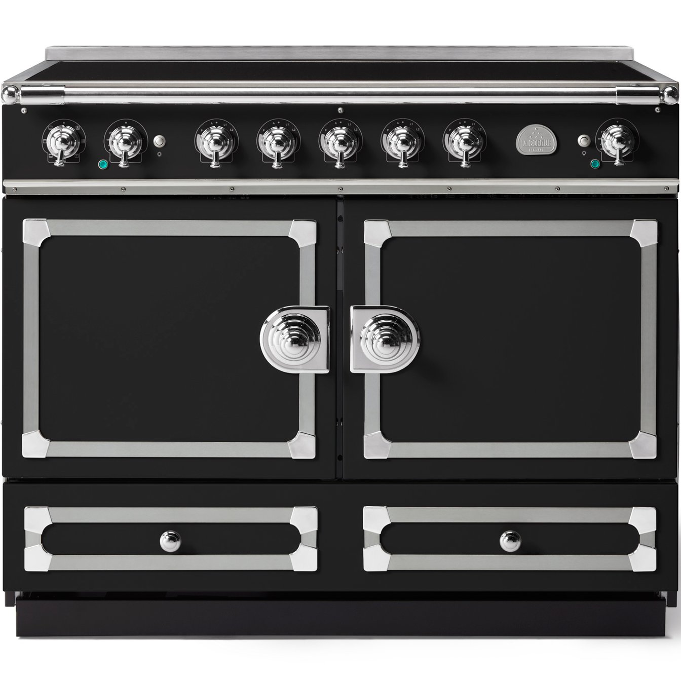 La Cornue 43 inch Double Oven Induction Range with Polished Chrome Detail