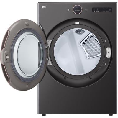 LG Black 5.8 cu.ft. Front Load Washer and 7.4 cu.ft. Stackable Steam Vented Dryer