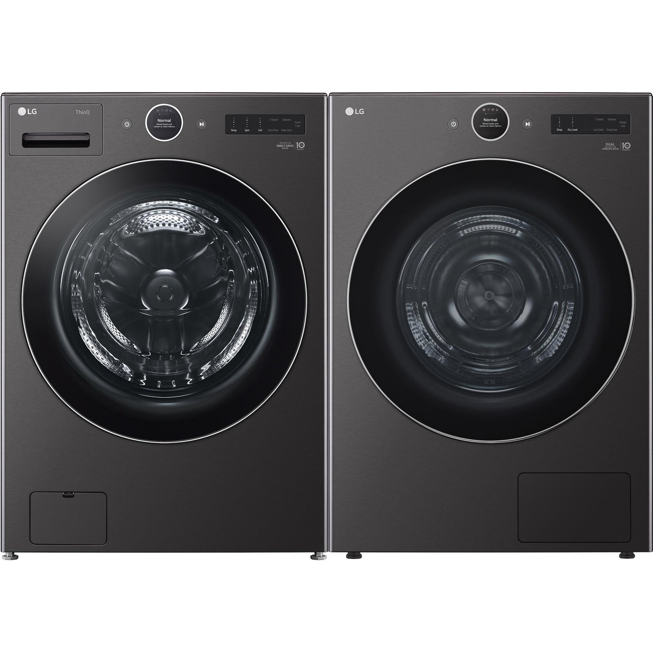 LG White 5.8 cu.ft. Front Load Steam Washer and 7.8 cu.ft. Heat Pump Dryer