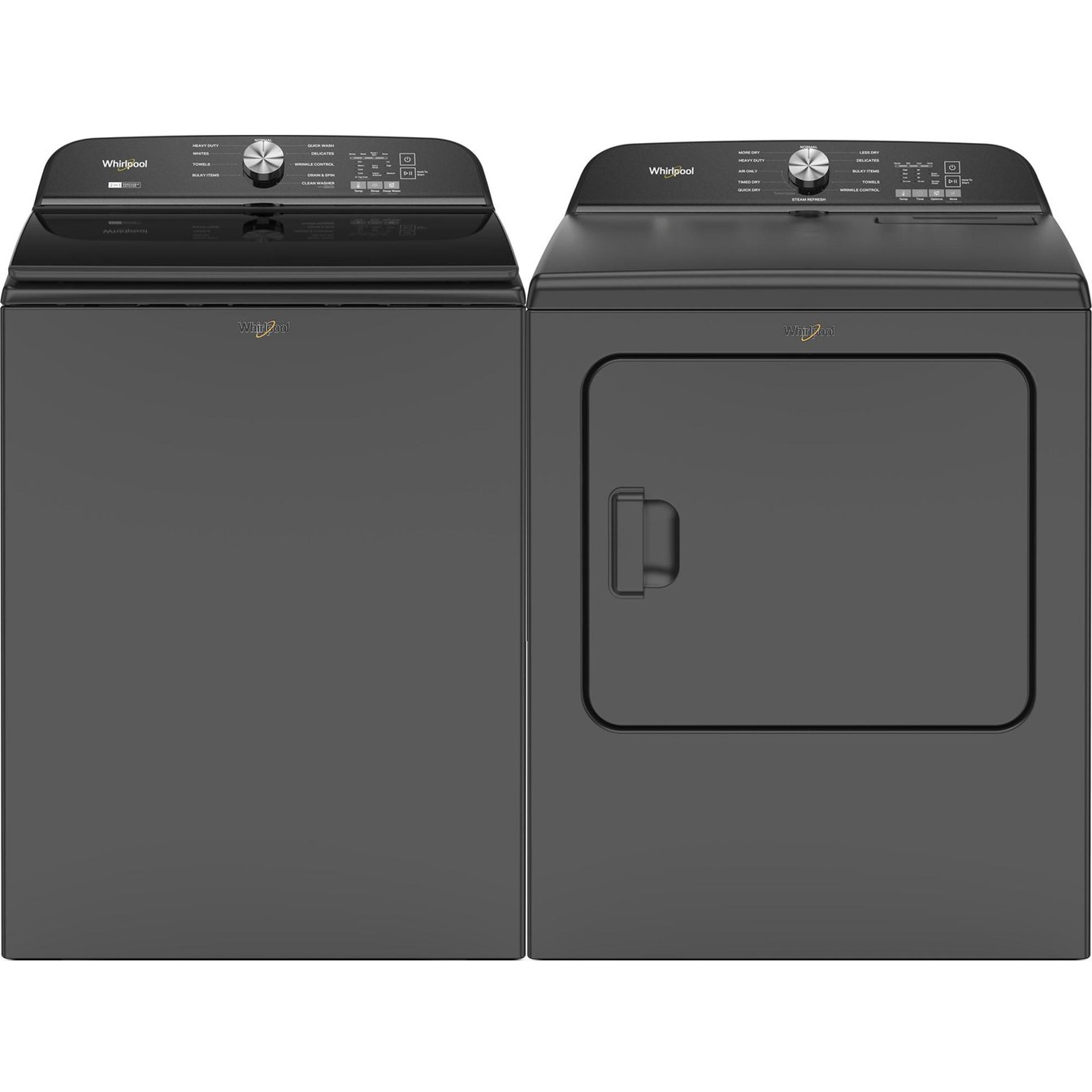 Whirlpool Volcano Black 6.1 cu.ft. Top Load Washer and 7.0 cu.ft. Vented Dryer