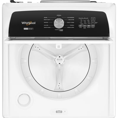 Whirlpool White 5.4 cu.ft Top Load Washer and 7.4 cu.ft. Steam Vented Dryer