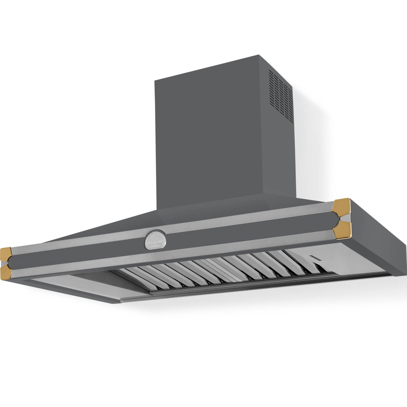 La Cornue 43 inch 600 CFM Chimney Hoodfan with Polished Brass Detail