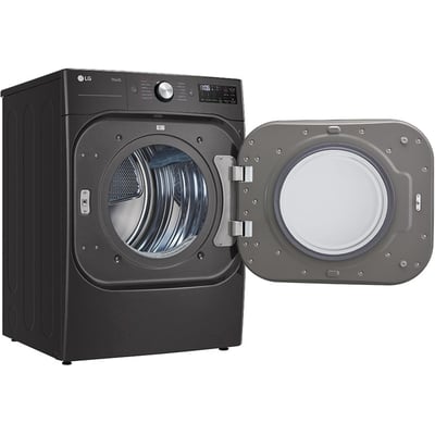 LG Black Steel 6.0 cu.ft. Stackable Front Load Steam Washer and 9.0 cu.ft. Stackable Steam Vented Dryer