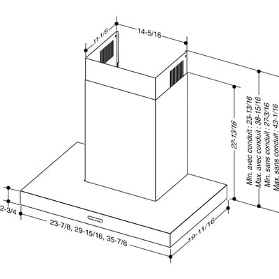 Broan 24 inch 400 CFM Wall-Mount Chimney Hoodfan
