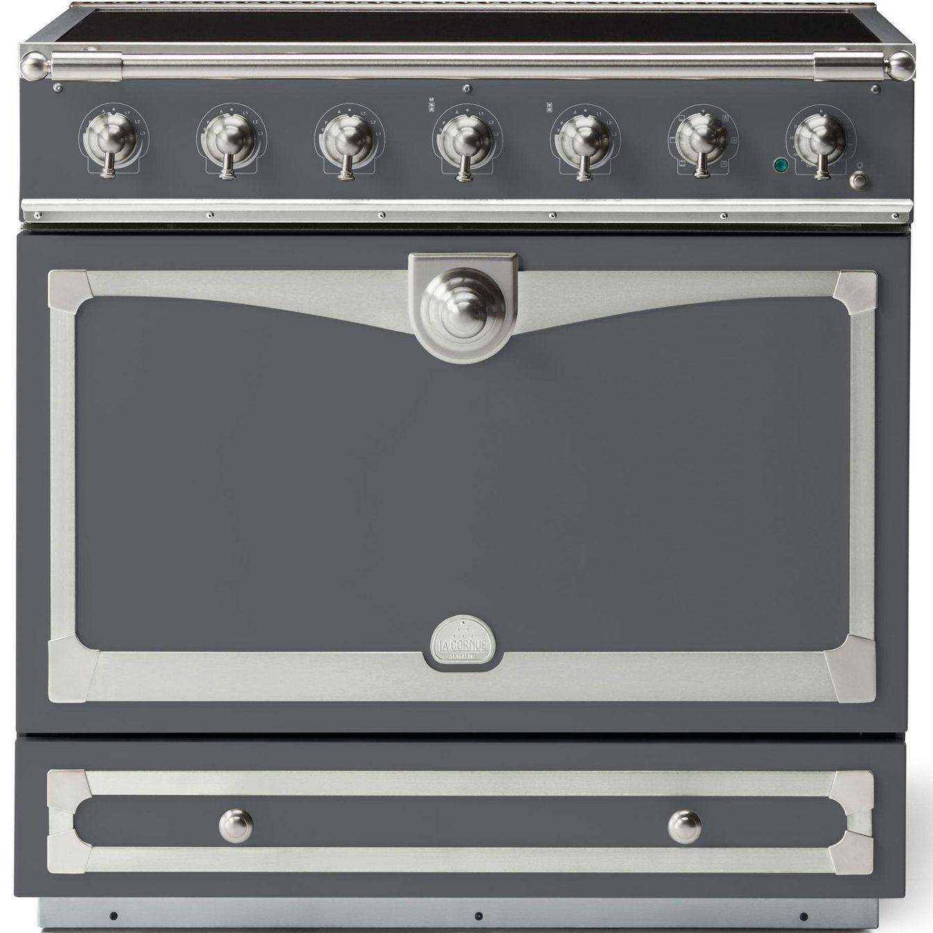 La Cornue 35 inch Single Oven Induction Range with Satin Chrome Detail