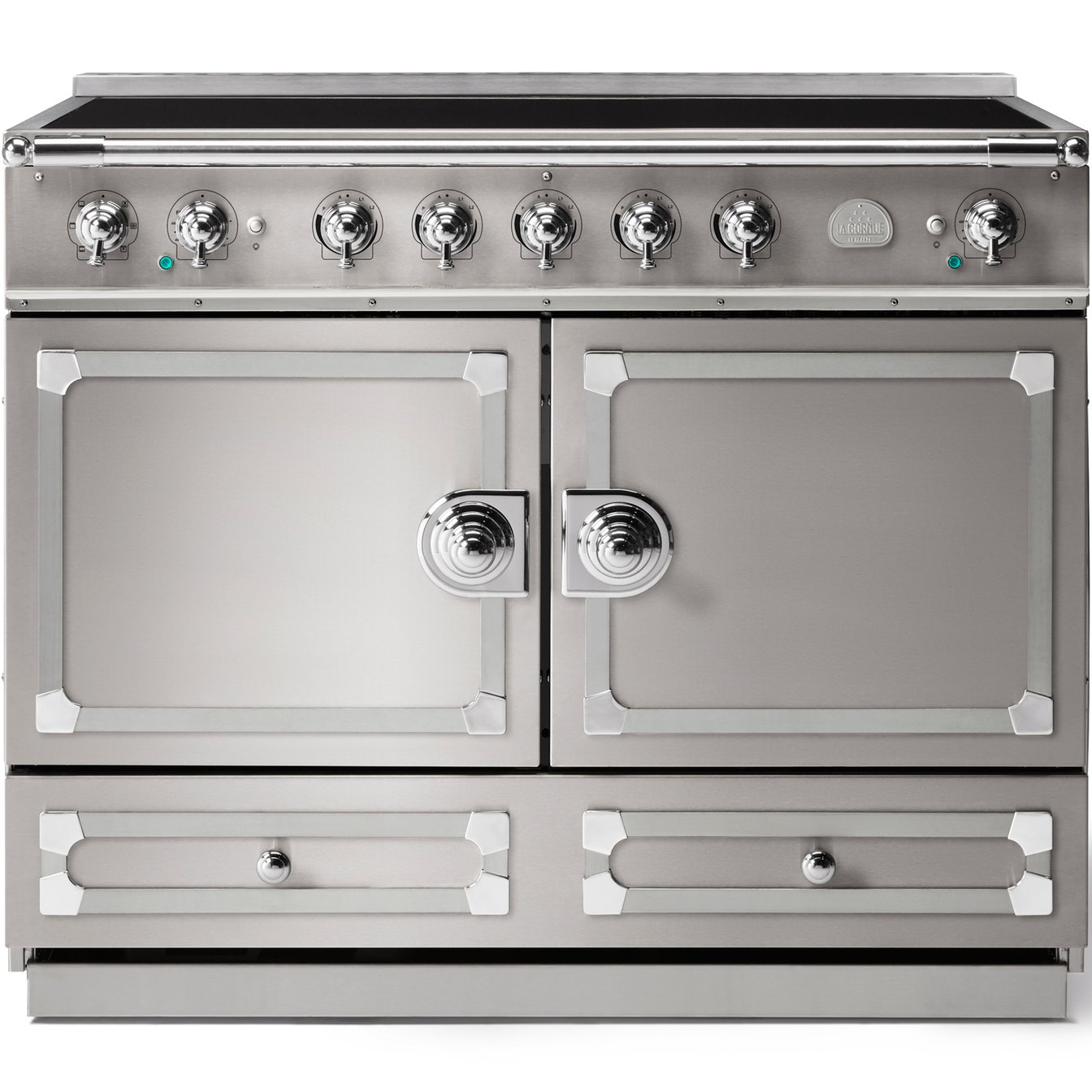 La Cornue 43 inch Double Oven Induction Range with Polished Chrome Detail
