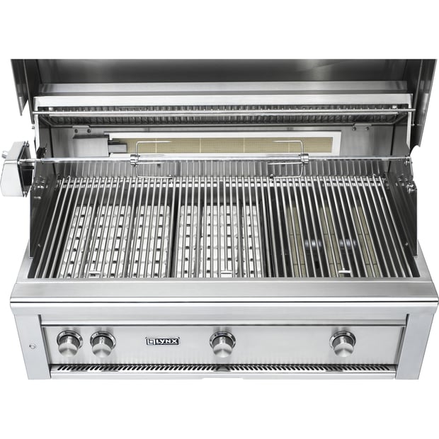 Lynx Professional Freestanding 4 Burner Natural Gas BBQ Grill with Trident Infrared, Ceramic Burner and Rotisserie