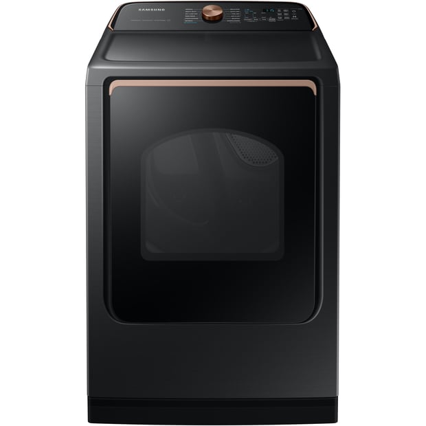 Samsung Black Stainless 6.2 cu.ft. Top-Load Washer and 7.4 cu.ft. Steam Vented Dryer