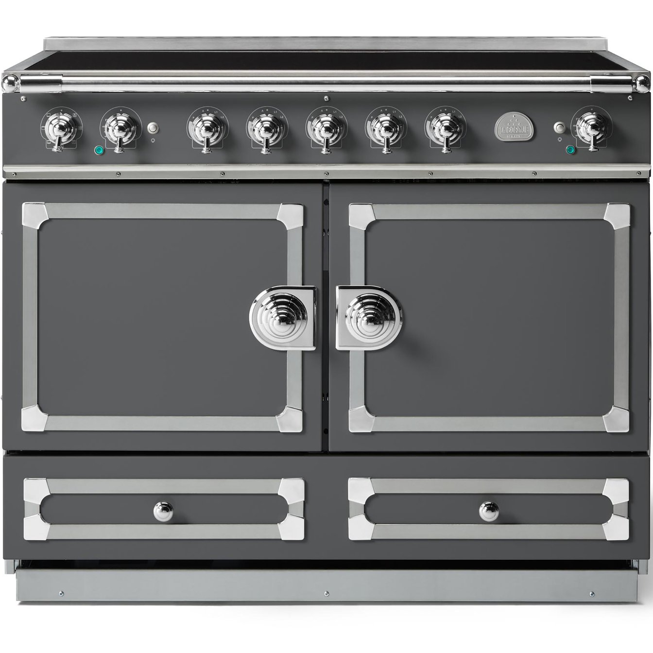 La Cornue 43 inch Double Oven Induction Range with Polished Chrome Detail