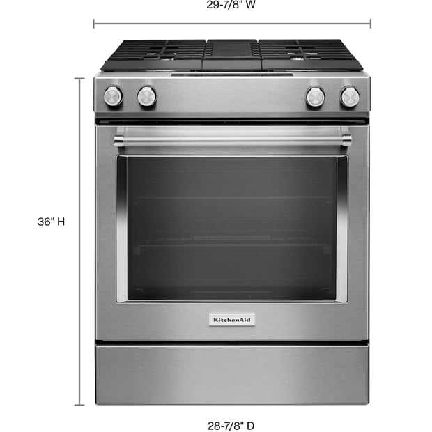 KitchenAid 30 inch Downdraft Single Oven Dual Fuel Range