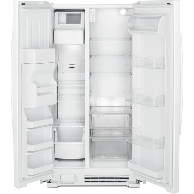 Amana 33 inch Side by Side Refrigerator with Dual Pad External Ice and Water Dispenser