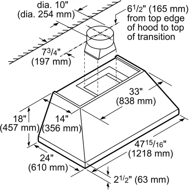 Thermador 48 inch Wall-Mount Chimney Hoodfan