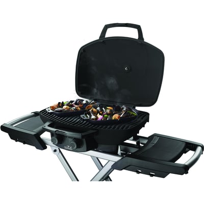 Napoleon TravelQ 285X Portable 2 Burner Liquid Propane BBQ Grill with Scissor Cart & Griddle