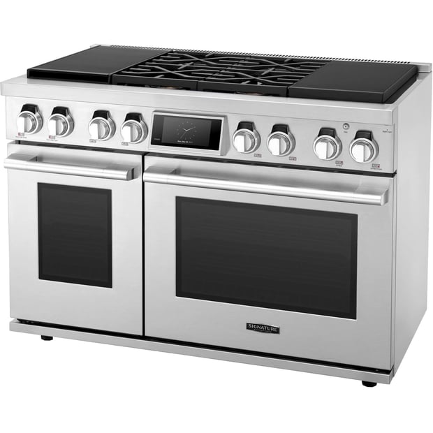 Signature Kitchen Suite 48 inch Dual-Fuel Pro Double Oven Gas Range with Sous Vide and Induction