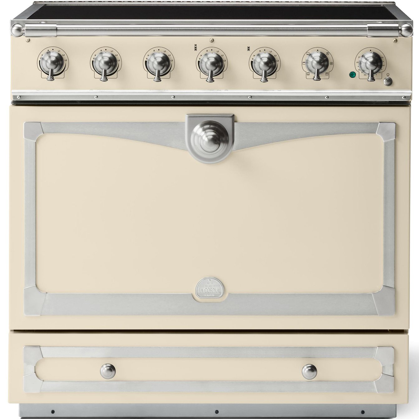 La Cornue 35 inch Single Oven Induction Range with Satin Chrome Detail