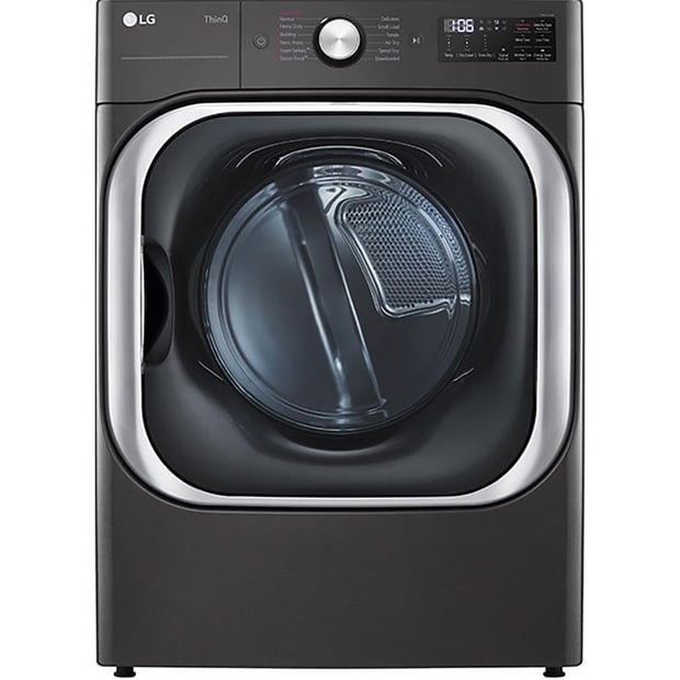 LG Black Steel 6.0 cu.ft. Stackable Front Load Steam Washer and 9.0 cu.ft. Stackable Steam Vented Dryer