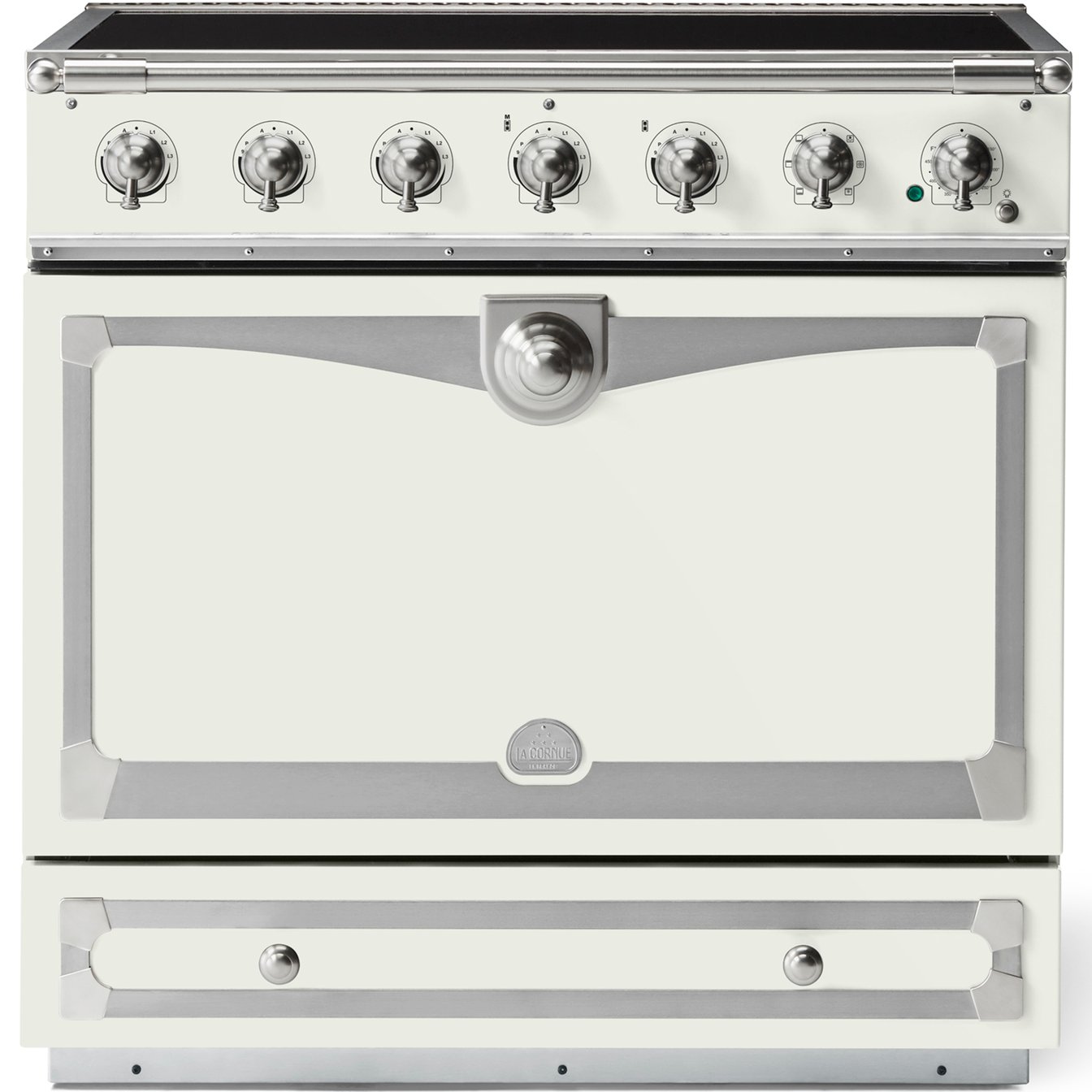 La Cornue 35 inch Single Oven Induction Range with Satin Chrome Detail