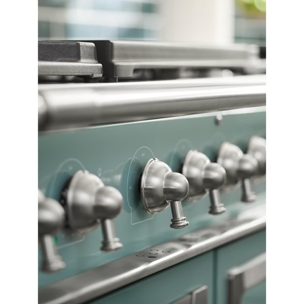 La Cornue 43 inch Double Oven Dual Fuel Range with Satin Chrome Detail