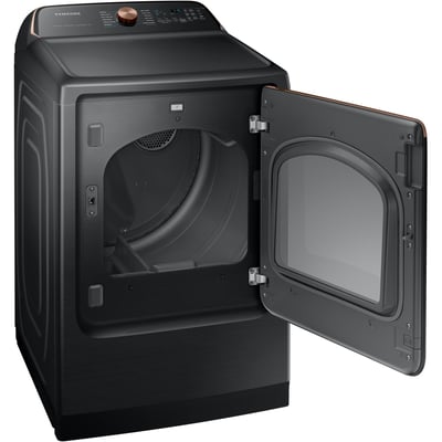 Samsung Black Stainless 6.2 cu.ft. Top-Load Washer and 7.4 cu.ft. Steam Vented Dryer