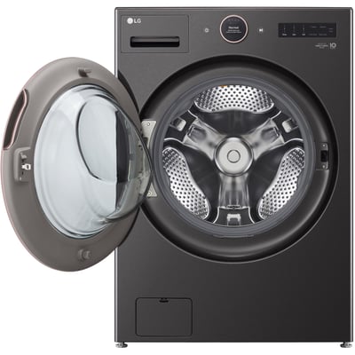 LG Black 5.8 cu.ft. Front Load Washer and 7.4 cu.ft. Stackable Steam Vented Dryer