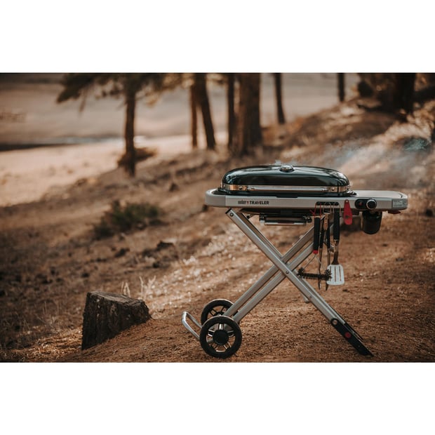 Weber Traveler RV Portable 1 Burner Liquid Propane BBQ Grill