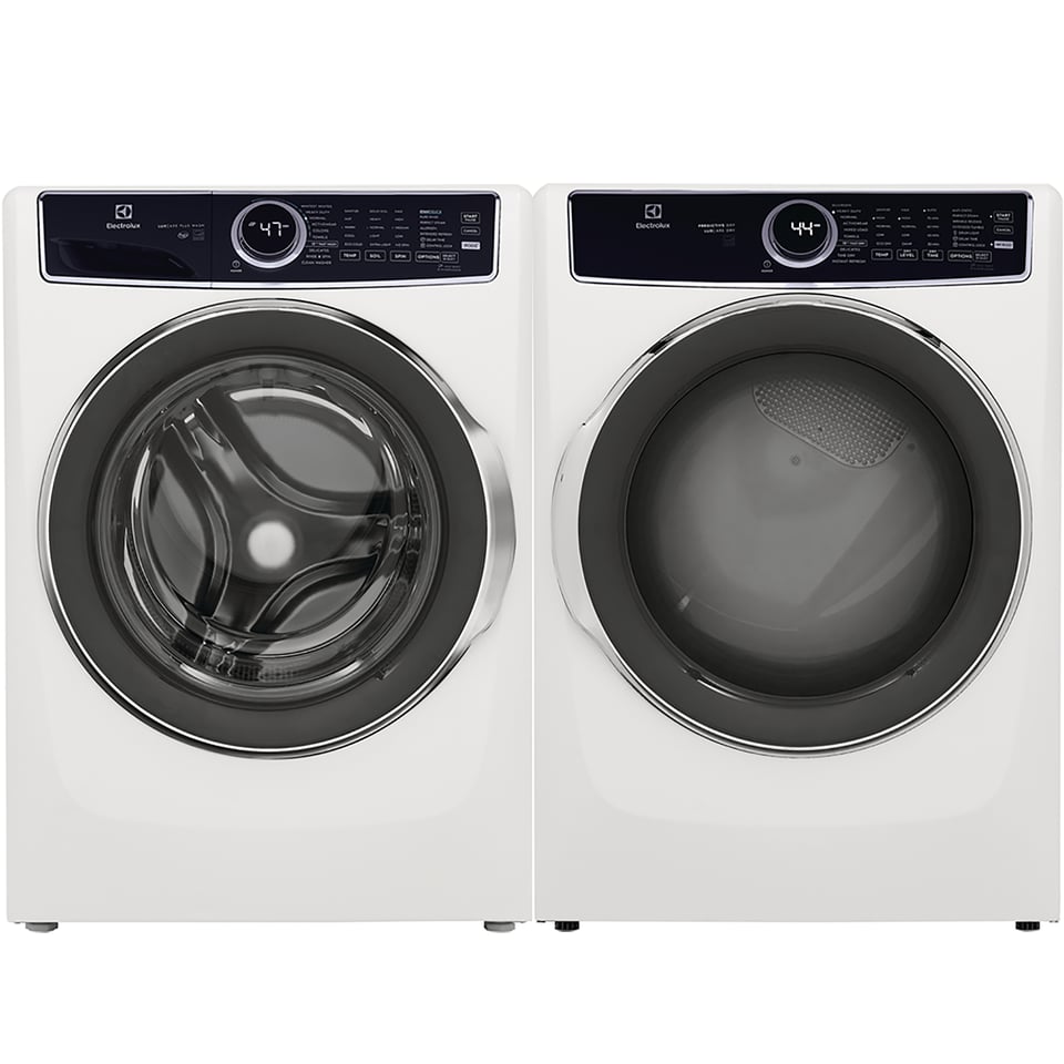 Electrolux White 5.2 cu.ft. Stackable Front Load Steam Washer and 8.0 cu.ft. Stackable Steam Vented Gas Dryer