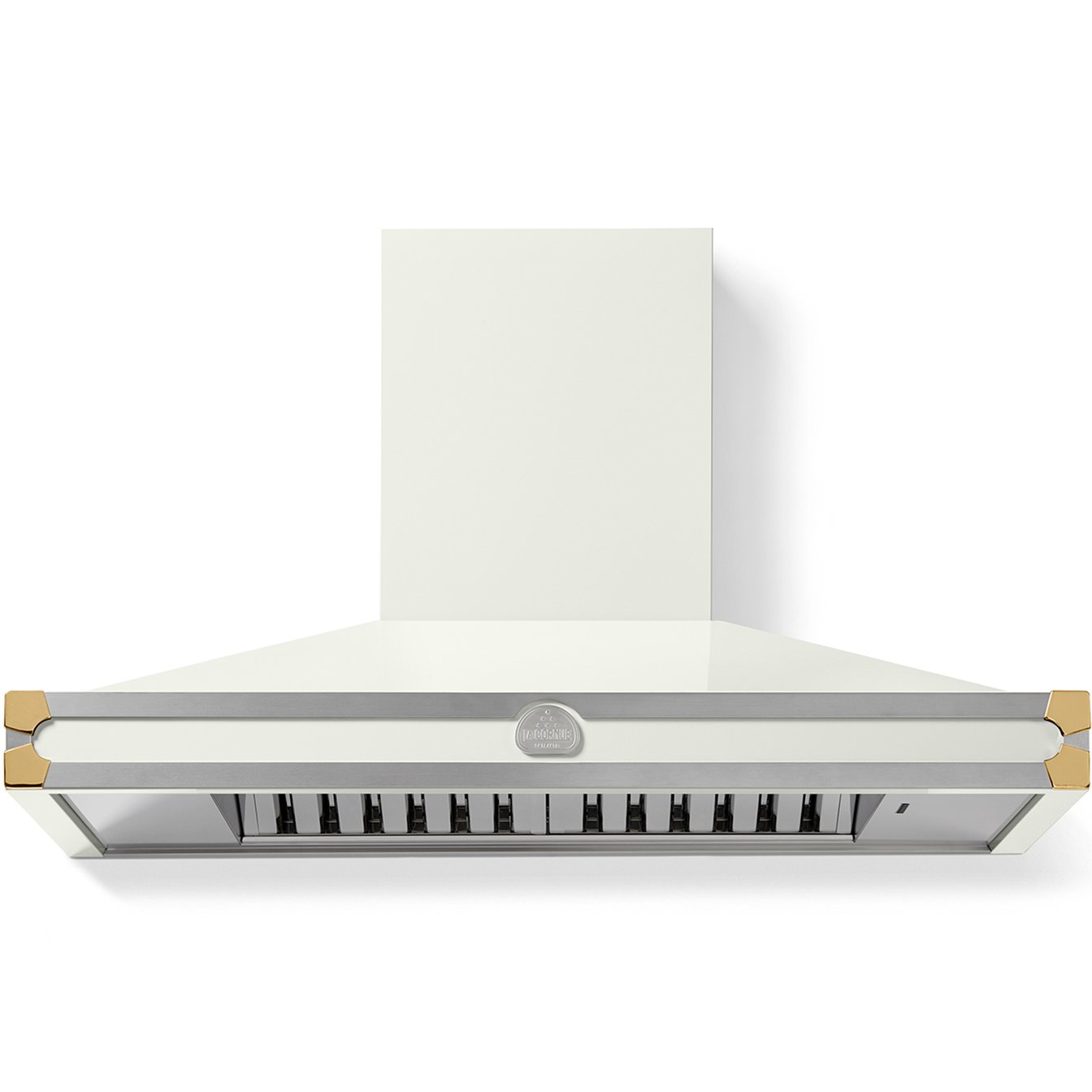 La Cornue 43 inch 600 CFM Chimney Hoodfan with Polished Brass Detail