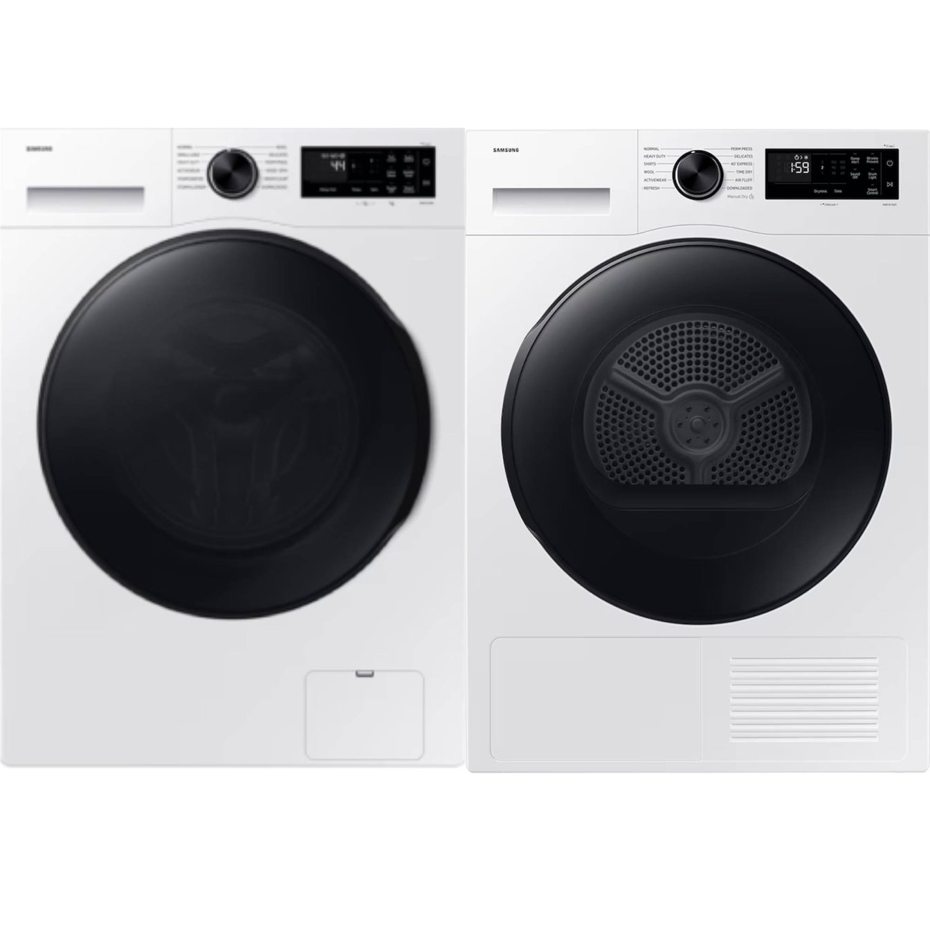 Samsung 2.9 cu.ft. Stackable Front Load Steam Washer and  4.0 cu.ft. Stackable Heat Pump Dryer