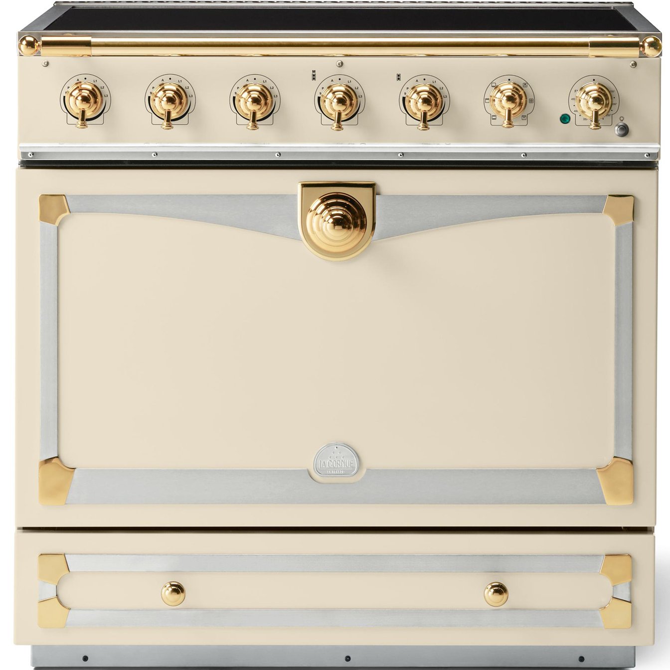 La Cornue 35 inch Single Oven Induction Range with Polished Brass Detail