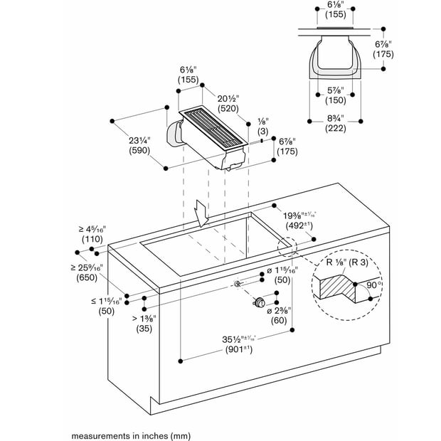 Gaggenau 6 inch Downdraft Hoodfan