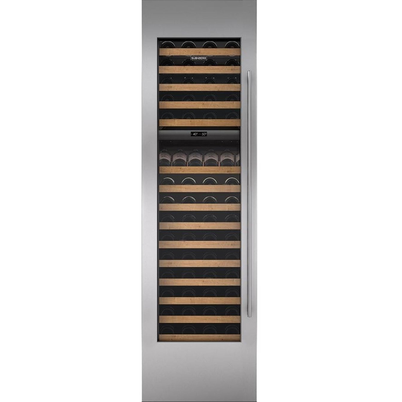 Sub-Zero Integrated 18 inch Wine Storage Door Panel with Tubular Handle and 4 inch Toe Kick - Right Hinge