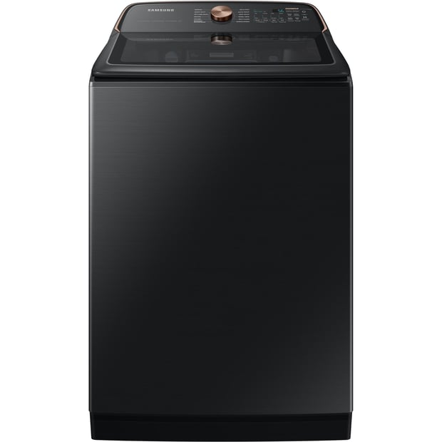Samsung Black Stainless 6.2 cu.ft. Top-Load Washer and 7.4 cu.ft. Steam Vented Dryer