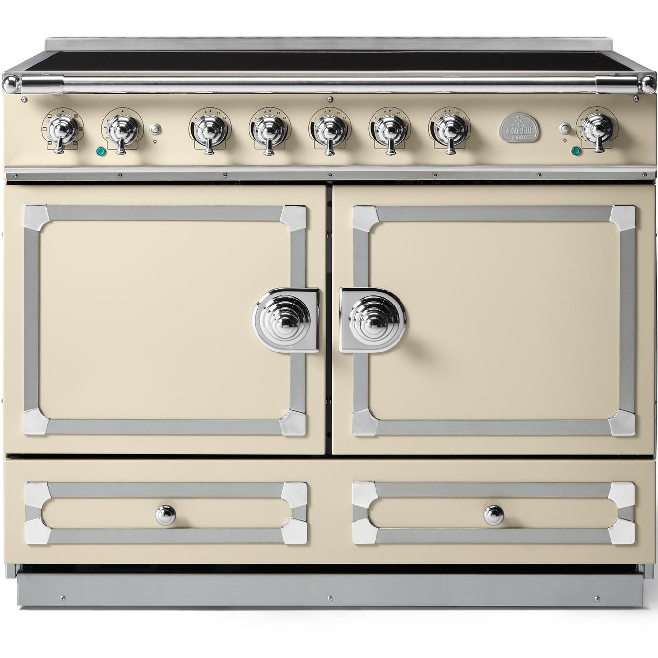 La Cornue 43 inch Double Oven Induction Range with Polished Chrome Detail