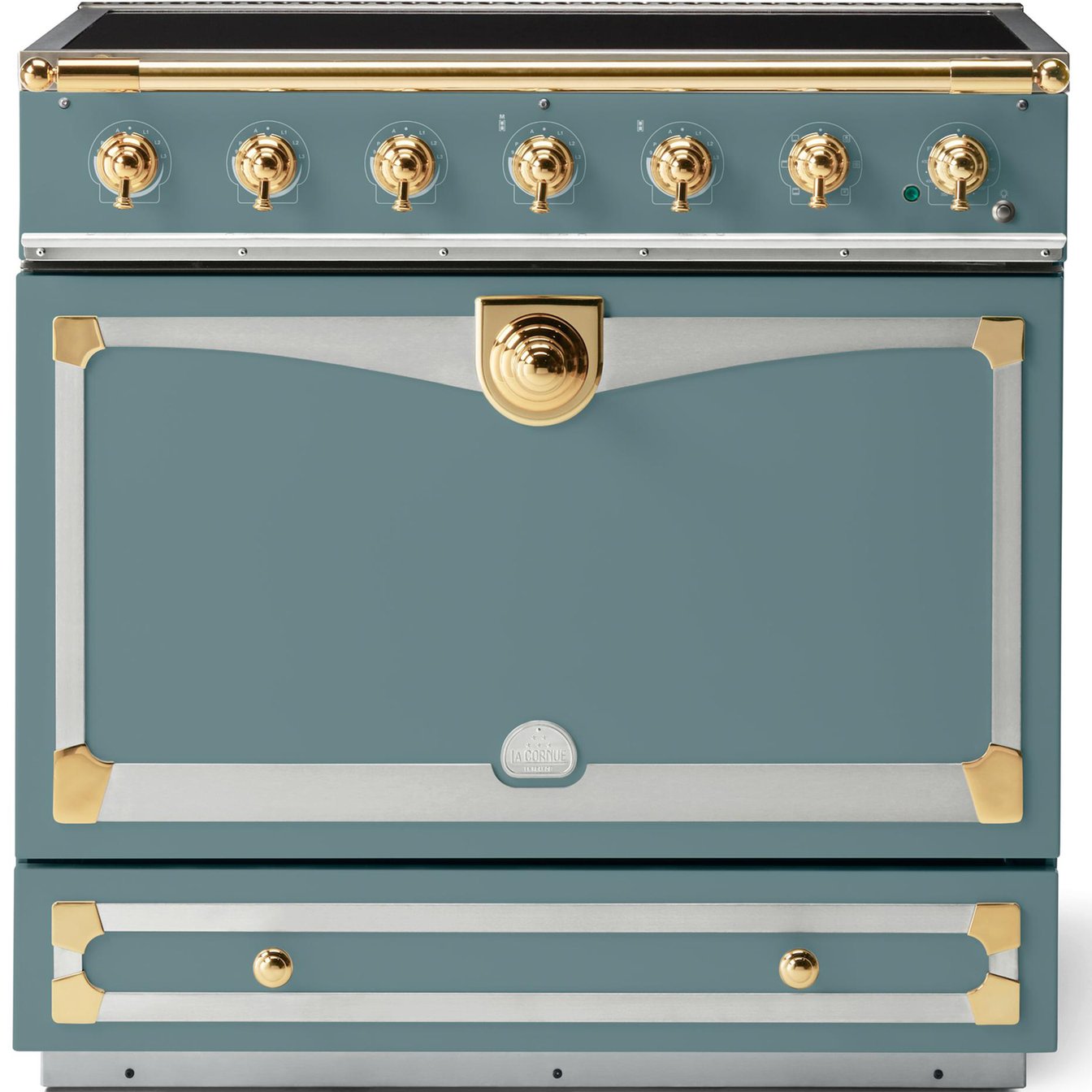 La Cornue 35 inch Single Oven Induction Range with Polished Brass Detail