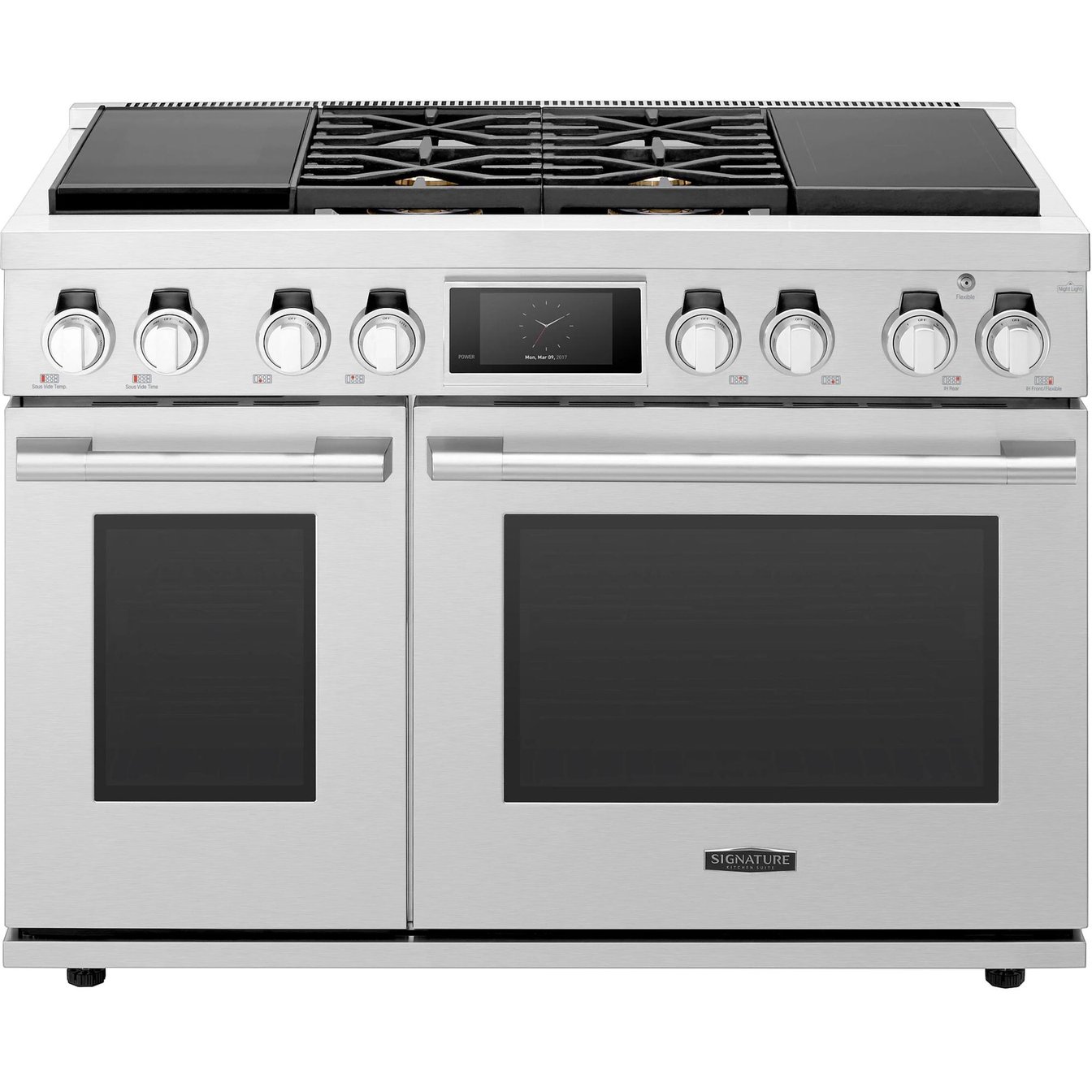 Signature Kitchen Suite 48 inch Dual-Fuel Pro Double Oven Gas Range with Sous Vide and Induction
