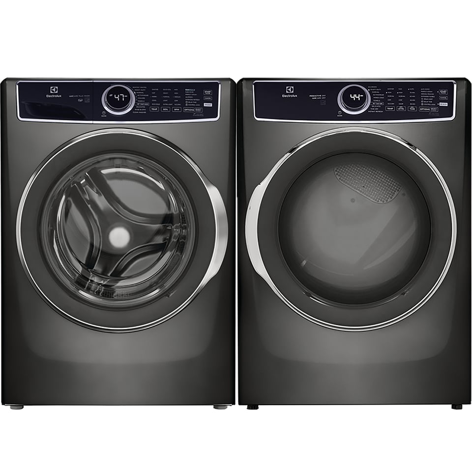 Electrolux Titanium 5.2 cu.ft. Stackable Front Load Steam Washer and 8.0 cu.ft. Stackable Steam Vented Gas Dryer