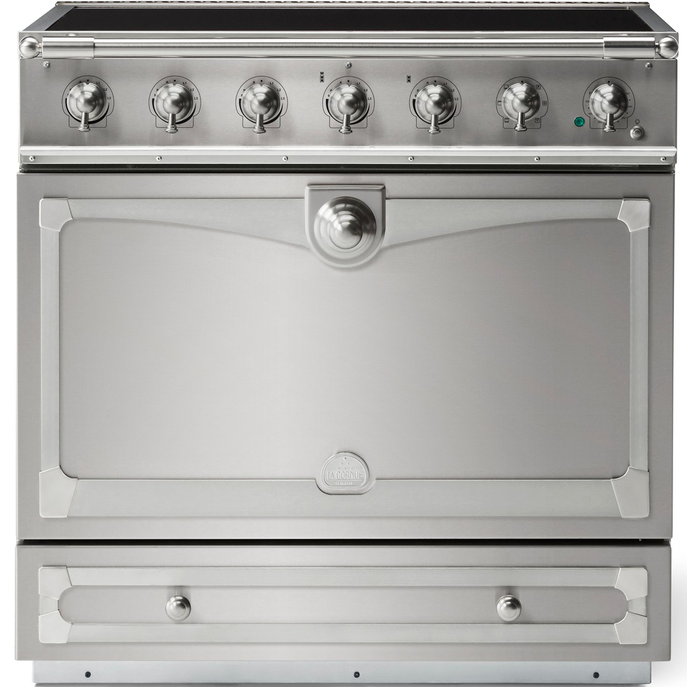 La Cornue 35 inch Single Oven Induction Range with Satin Chrome Detail