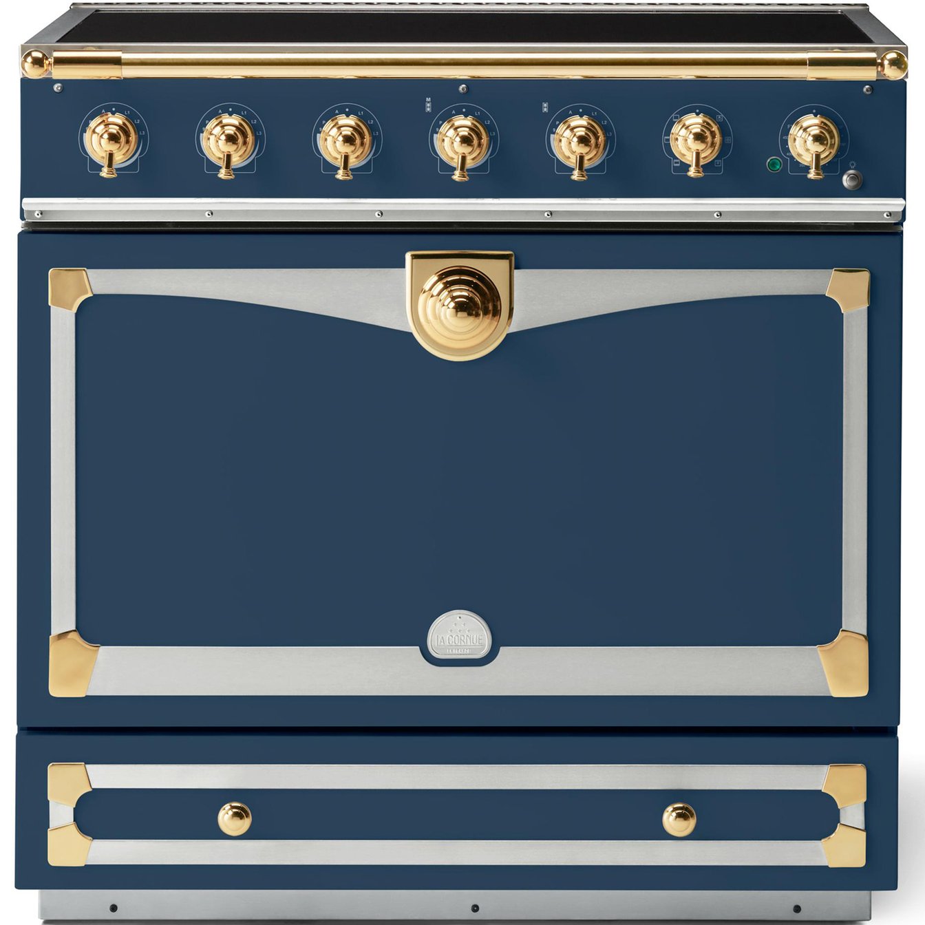 La Cornue 35 inch Single Oven Induction Range with Polished Brass Detail
