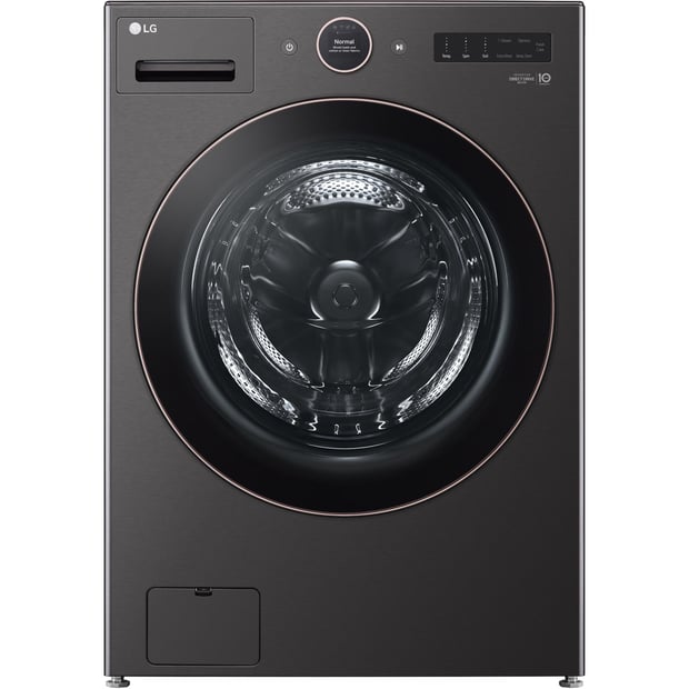 LG Black 5.8 cu.ft. Front Load Washer and 7.4 cu.ft. Stackable Steam Vented Dryer