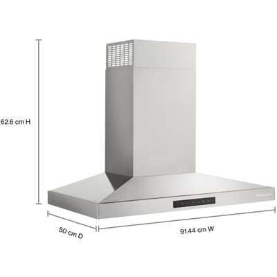 KitchenAid 36 inch 400 CFM Wall-Mount Chimney Hoodfan