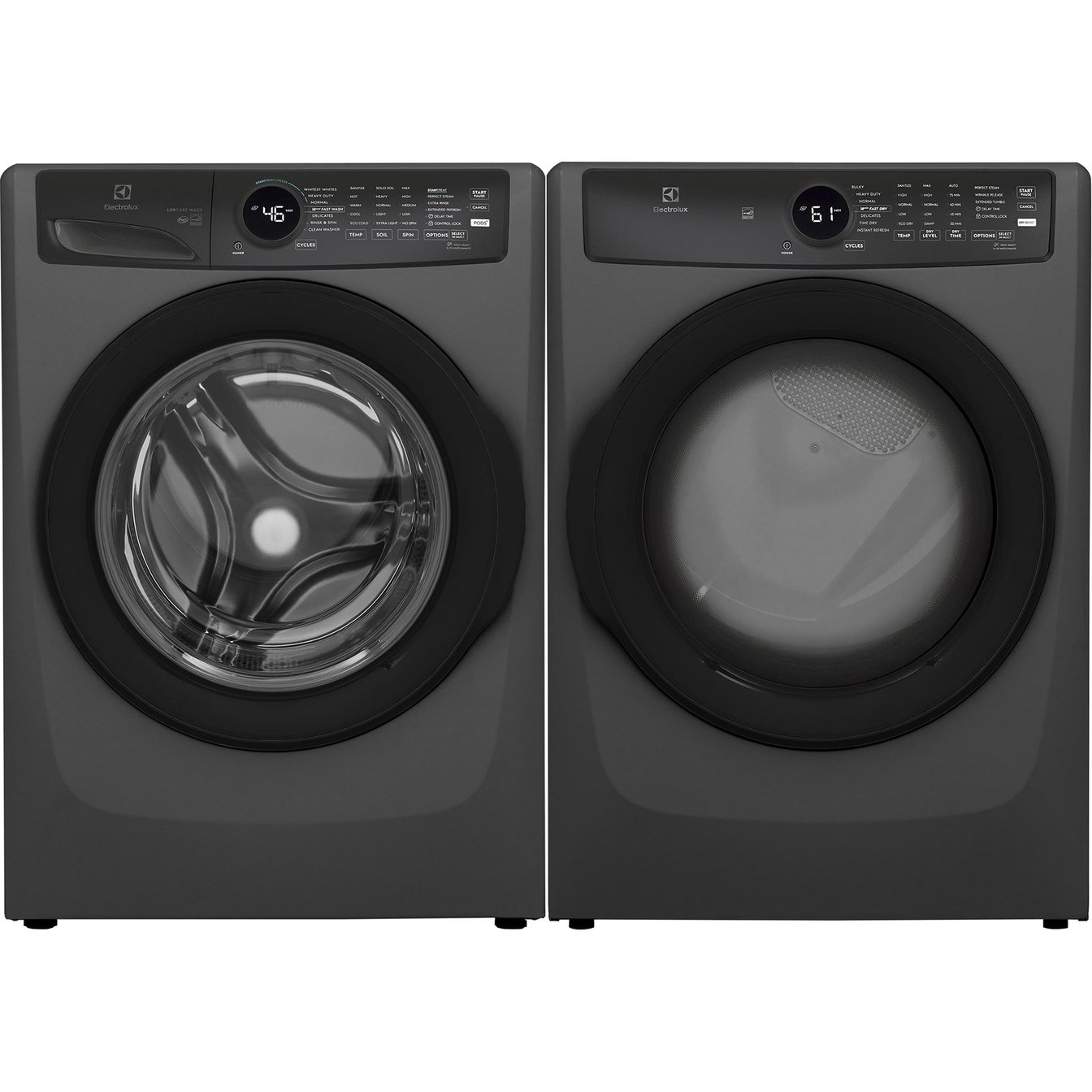 Electrolux 5.2 cu.ft. Stackable Front Load Steam Washer and 8.0 cu.ft. Stackable Steam Vented Dryer