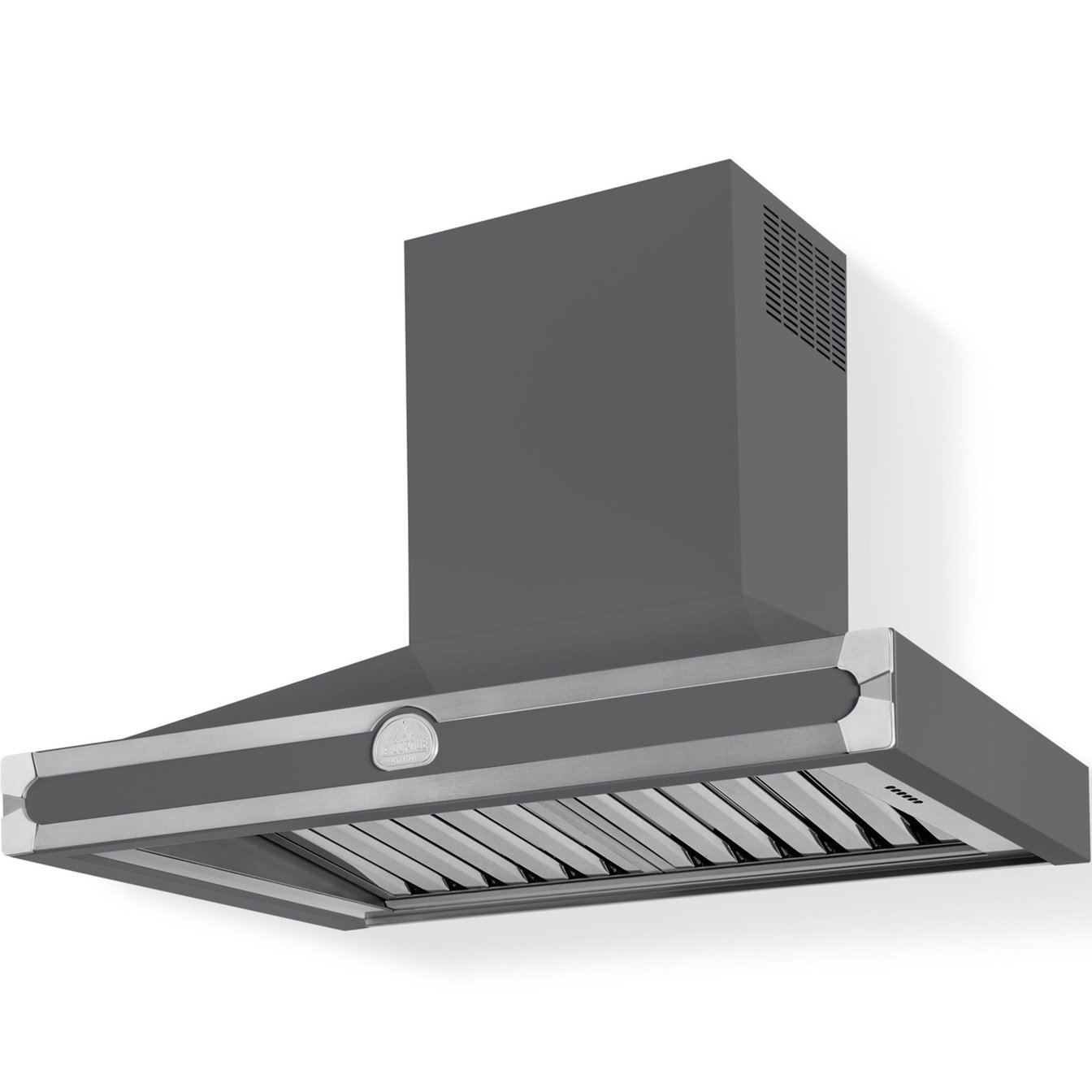 La Cornue 35 inch 600 CFM Chimney Hoodfan with Satin Chrome Detail