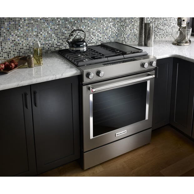 KitchenAid 30 inch Downdraft Single Oven Dual Fuel Range