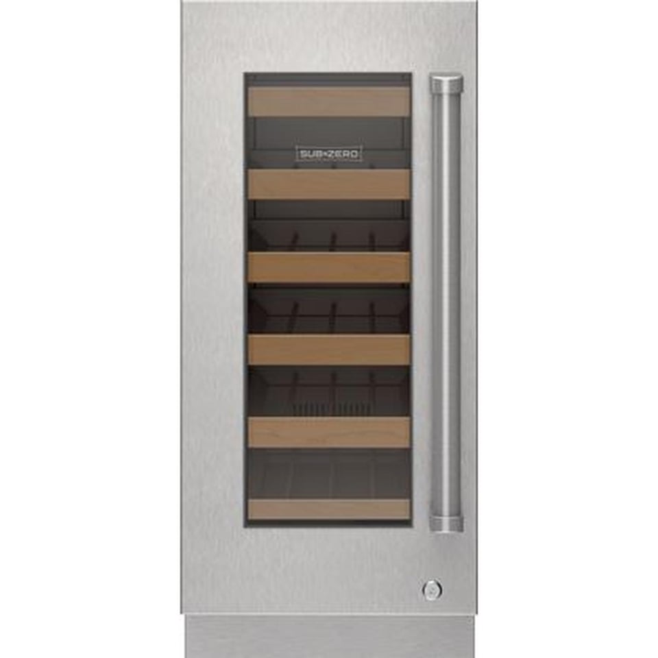 Sub-Zero 15 inch Designer Series Undercounter Glass Door Panel with Lock and Pro Handle - Left Hinge