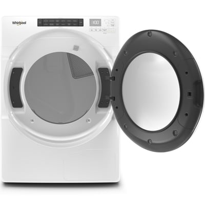 Whirlpool White 5.0 cu.ft. Stackable Front Load Washer and 7.4 cu.ft. Stackable Heat Pump Dryer