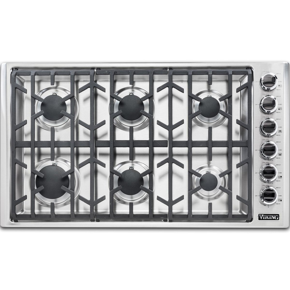 Viking 36"W. Gas Cooktop, Stainless Steel, Liquid Propane